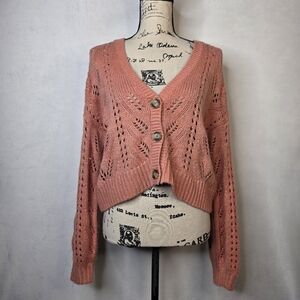 American eagle orange cropped sweater cardigan sz small